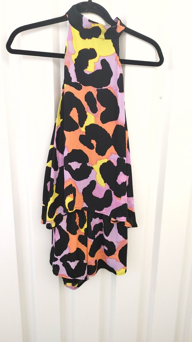 Judith March Romper Layered Animal Print Multicolor Abstract Small